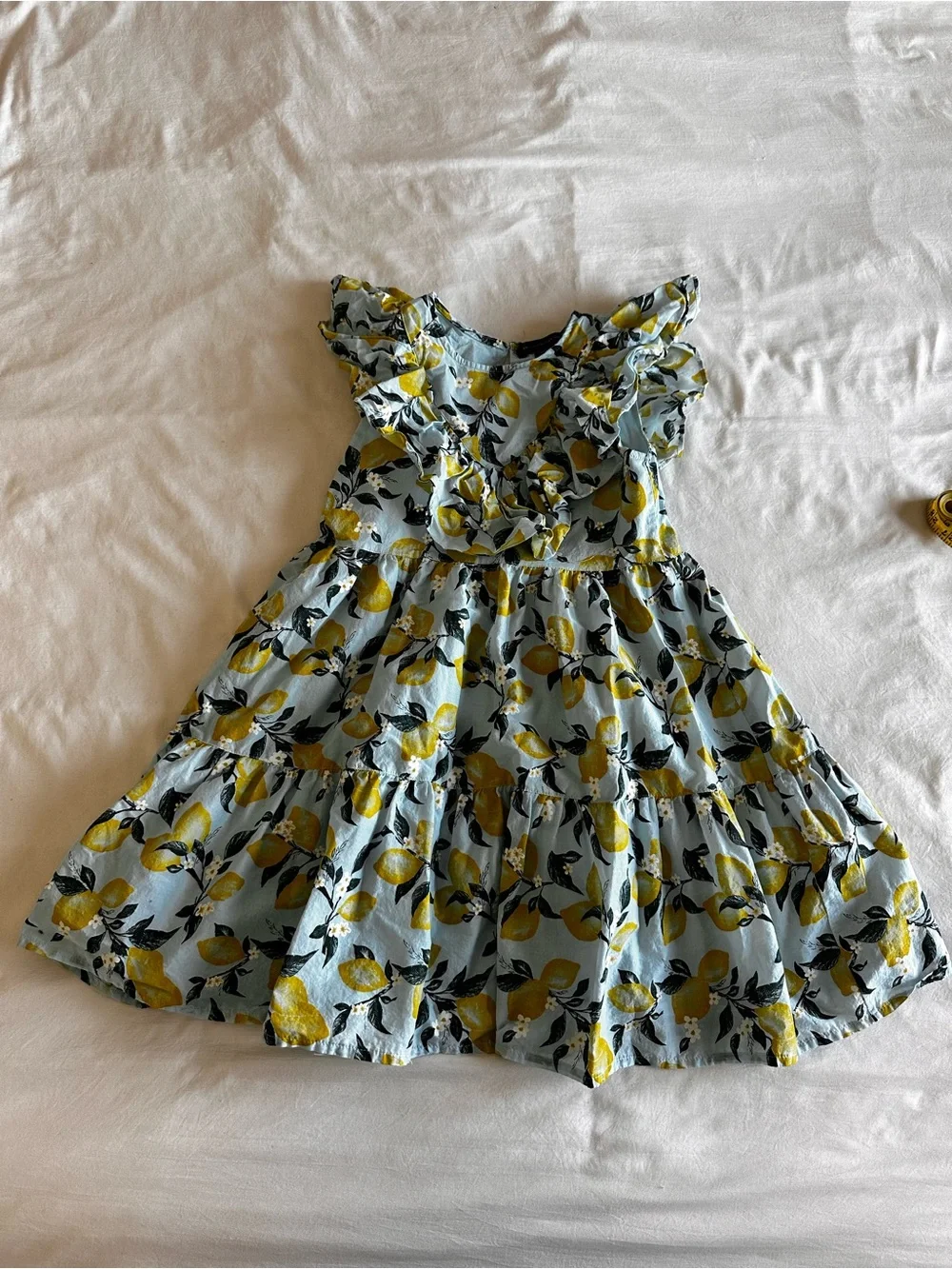 French Connection Light Blue Lemon Ruffle Tier Dress